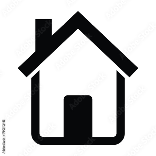 This is a simple black house icon. It represents a home, building, or real estate concept and is commonly used in websites, apps, and user interfaces to indicate a homepage or residential property.