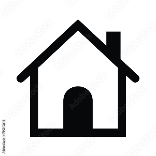 This is a simple black house icon. It represents a home, building, or real estate concept and is commonly used in websites, apps, and user interfaces to indicate a homepage or residential property.
