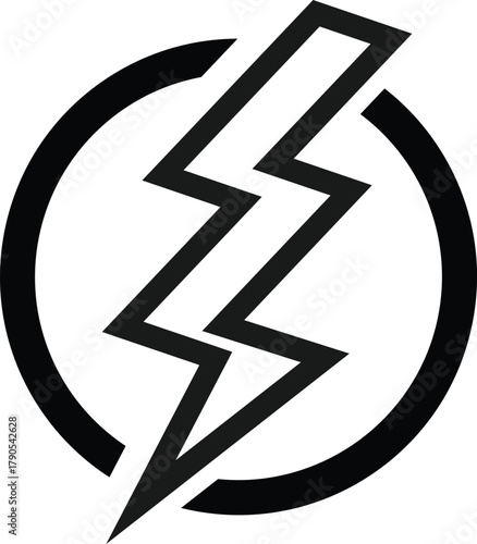 Lightning Bolt Icon Set. Power, Energy, and Speed Symbols. Fast Charge and Critical Alert sign. High Voltage and Danger Warning Icons collection