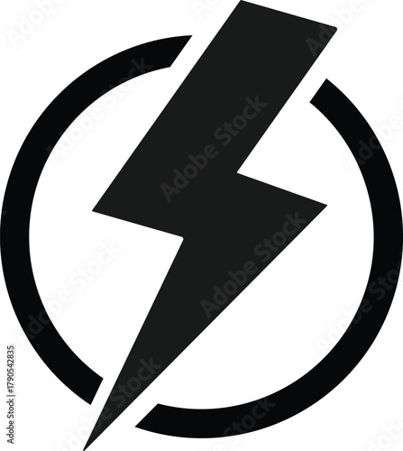 Lightning Bolt Icon Set. Power, Energy, and Speed Symbols. Fast Charge and Critical Alert sign. High Voltage and Danger Warning Icons collection