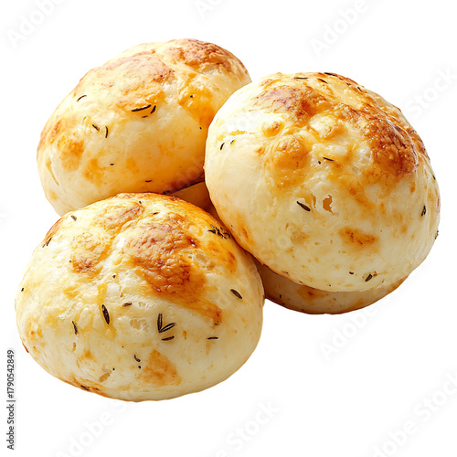 Brazilian cheese bread pao de queijo for bakery product isolated on transparent background