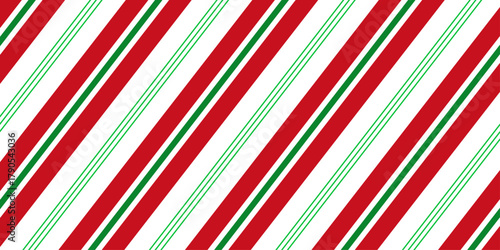 Cane candy diagonal stripes red green white pattern christmas background.