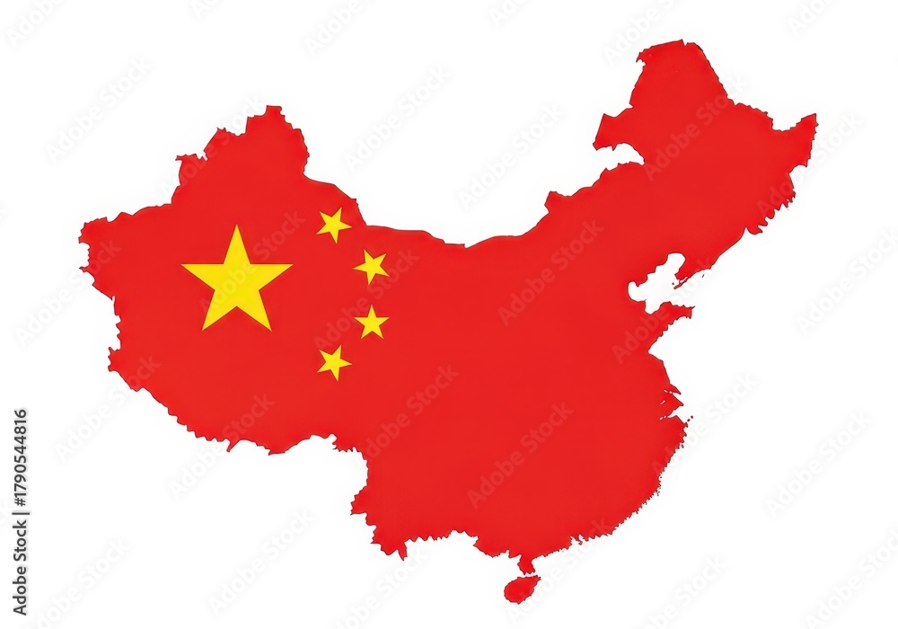 Naklejka premium Map of china with chinese flag colors and stars