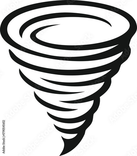 Tornado icon, symbolizing power, weather, and natural disasters in a simple, swirling design