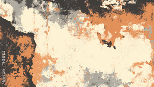 Grunge textured wall surface showing peeling paint and cracks. Vector grunge texture background or wallpaper