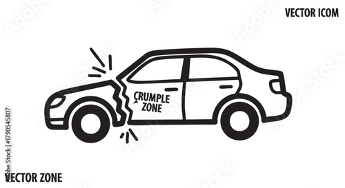 8. Crumple zone car impact outline icon vector
