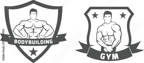 Monochrome Bodybuilding and Gym Emblems