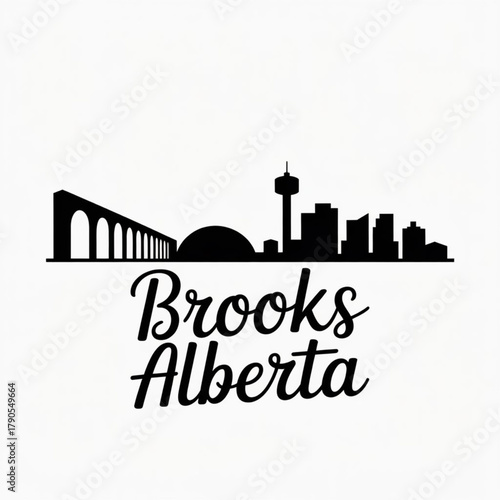 ‎Brooks Skyline Silhouette — A Southern Alberta Canada Prairie City Vector Illustration