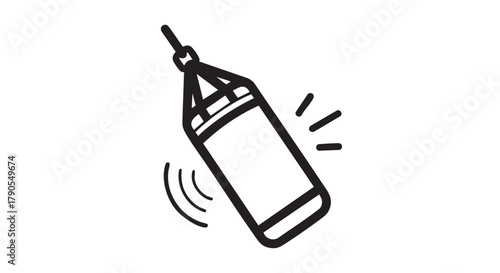 Punching bag impact swing outline icon vector

