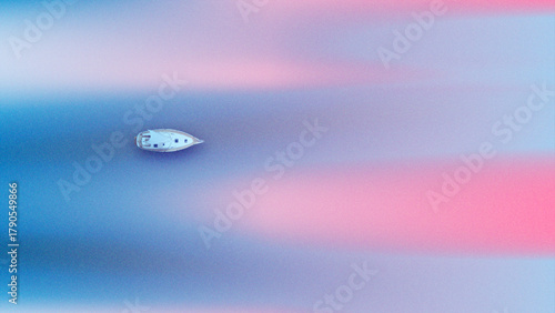 A boat sailing in the lonely waters.