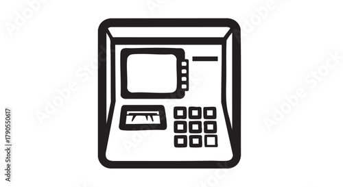 Atm machine outline icon vector
