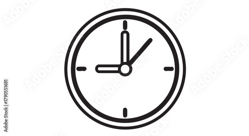 22. Clock face with hour and minute hands outline icon vector
