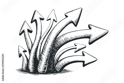 Hand Drawn Arrows Pointing in Multiple Directions