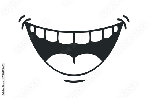 Smiling mouth with wide open teeth showing happiness