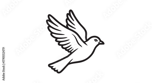 Bird flying with spread wings outline icon vector
