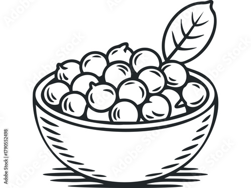 Bowl of Chickpeas with Leaf Graphic