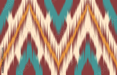 Ethnic abstract ikat art. Aztec ornament print. geometric ethnic pattern seamless  color oriental.  Design for background ,curtain, carpet, wallpaper, clothing, wrapping, Batik, vector illustration.