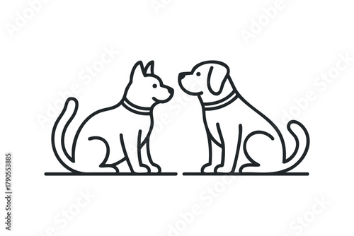 Two Dogs Sitting Facing Each Other Silhouette