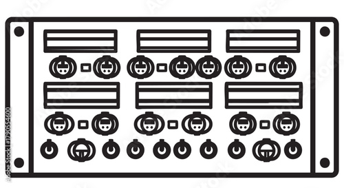 4) Audio patch bay outline icon vector

