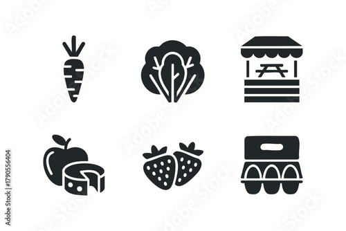 Collection of grocery and farm produce icons