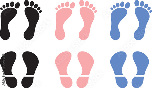Human footprints icon set. Footprint icons collection. Shoe Prints symbol