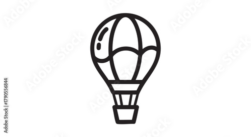 Hot air balloon floating outline icon vector
