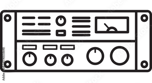 Audio compressor rack unit outline icon vector
