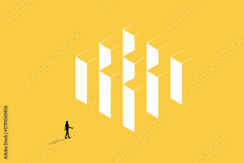 Search for solution business vector concept. concept of overcoming challenge, obstacle, success