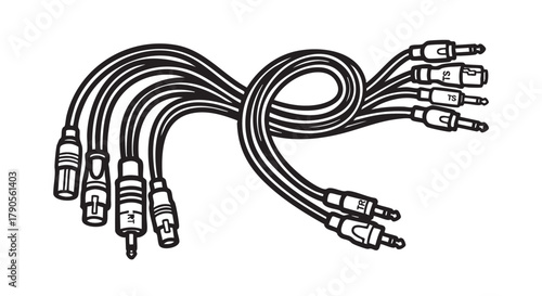 7. Studio snake cable outline icon vector
