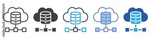 Cloud Storage icon set multiple style collection