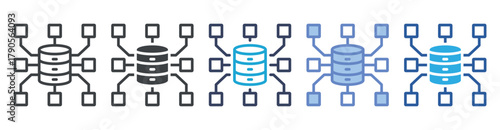 Database icon set multiple style collection