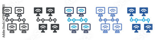 LAN Connection icon set multiple style collection