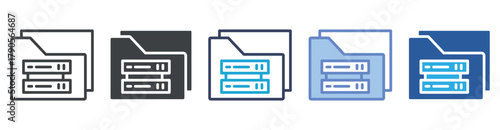 Storage icon set multiple style collection