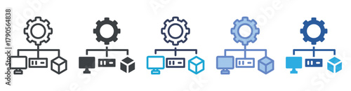 IT Infrastructure icon set multiple style collection