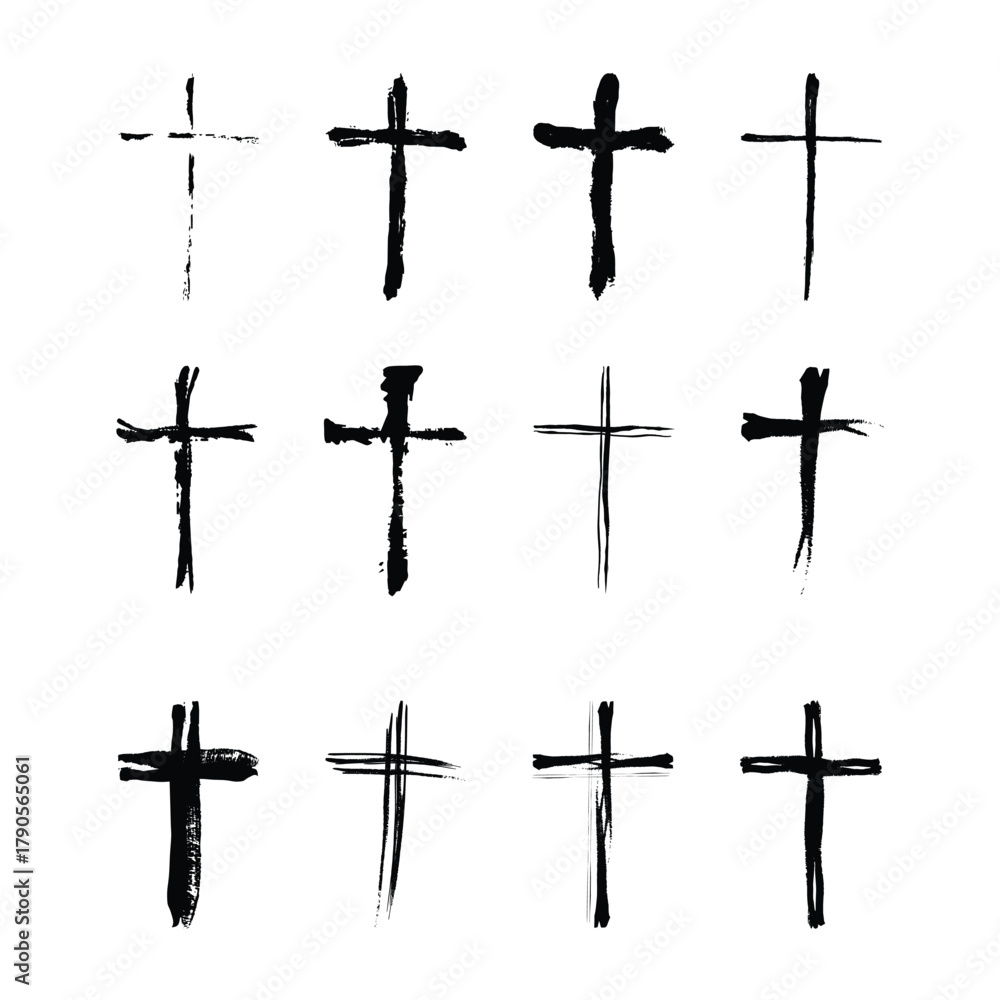 Fototapeta premium Cross icon, religion christian grung texture symbol of faith vector illustration