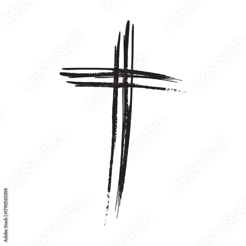 Cross icon, religion christian grung texture symbol of faith vector illustration