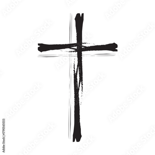 Cross icon, religion christian grung texture symbol of faith vector illustration