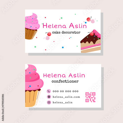 pink pastry chef business cards