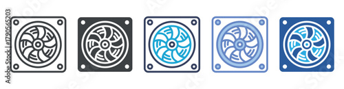 Cooling Fan icon set multiple style collection