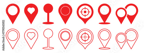 Red Map Pin Icon  Location Marker for GPS, Navigation, and Address.