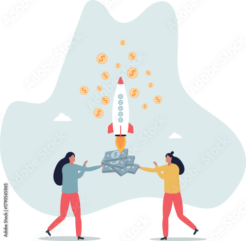 Venture capital as private equity and investors finances.Start up company capital growth from crowdfunding money raising.life and employment of people.