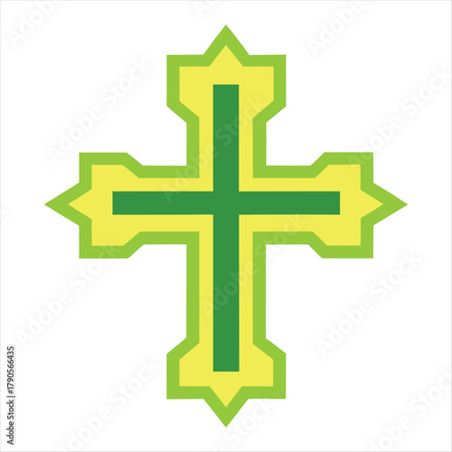 A golden cross on a black background is a 3D religious symbol of Christ, often used as an icon of faith and the resurrection