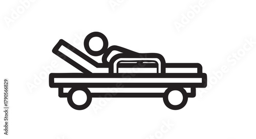 Ambulance stretcher outline icon vector
