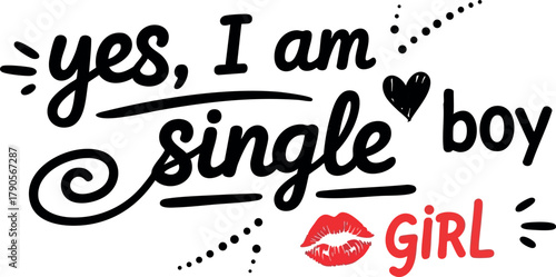 Single boy and girl love declaration handwritten style cute romantic vector design for relationships and dating concept