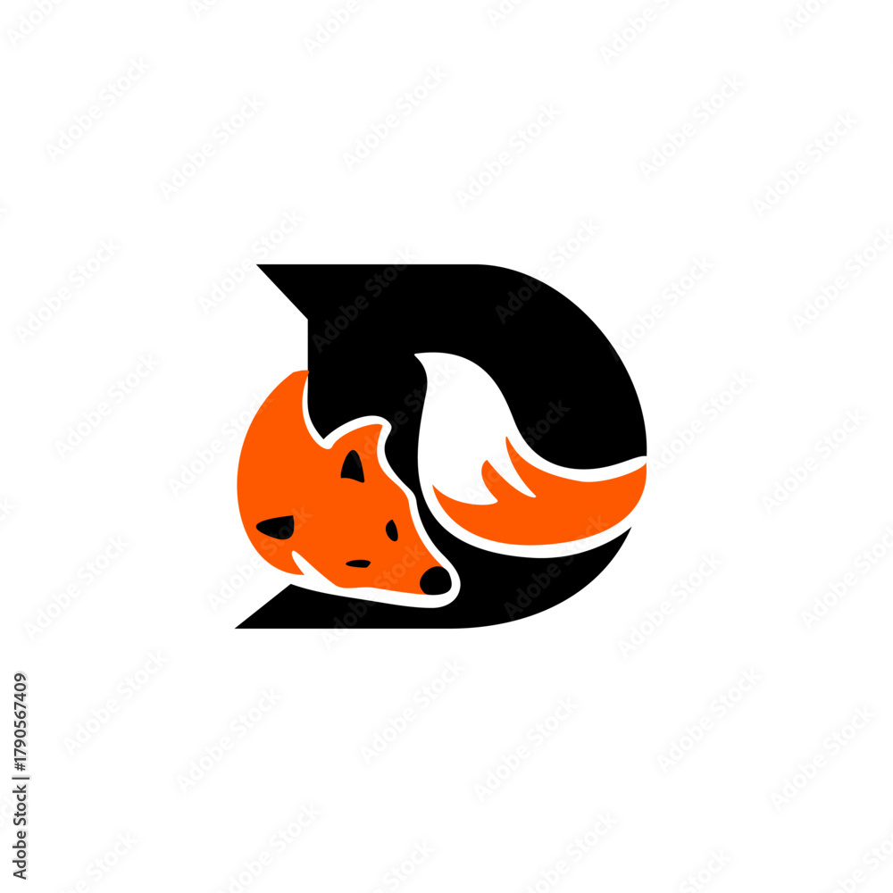 Obraz premium Fox Shape Letter D Logo.eps