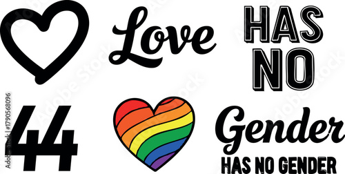 Love has no gender equality pride rainbow heart vector design for social inclusion and acceptance