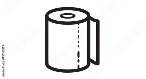 Bamboo paper towels roll outline icon vector
