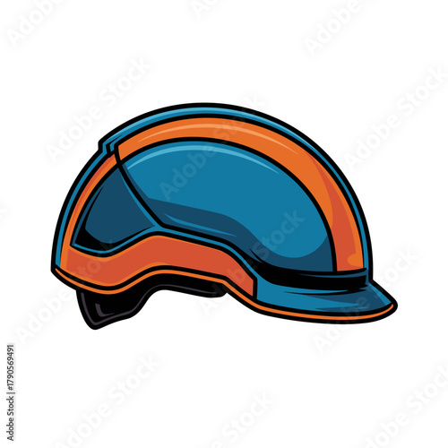 Safety helmet minimalistic flat vector, blue and orange, for construction protection concept