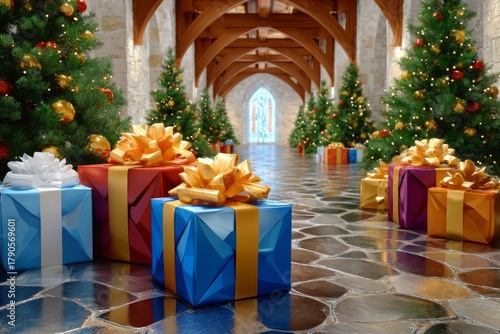 Christmas gifts in attractive wrapping. Generative AI