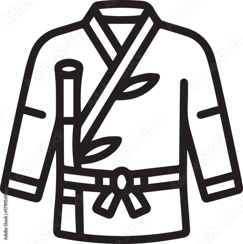 Master the Art: Authentic judo gi icon with belt and branch symbolizes discipline, focus, and tradition in martial arts training and fitness
